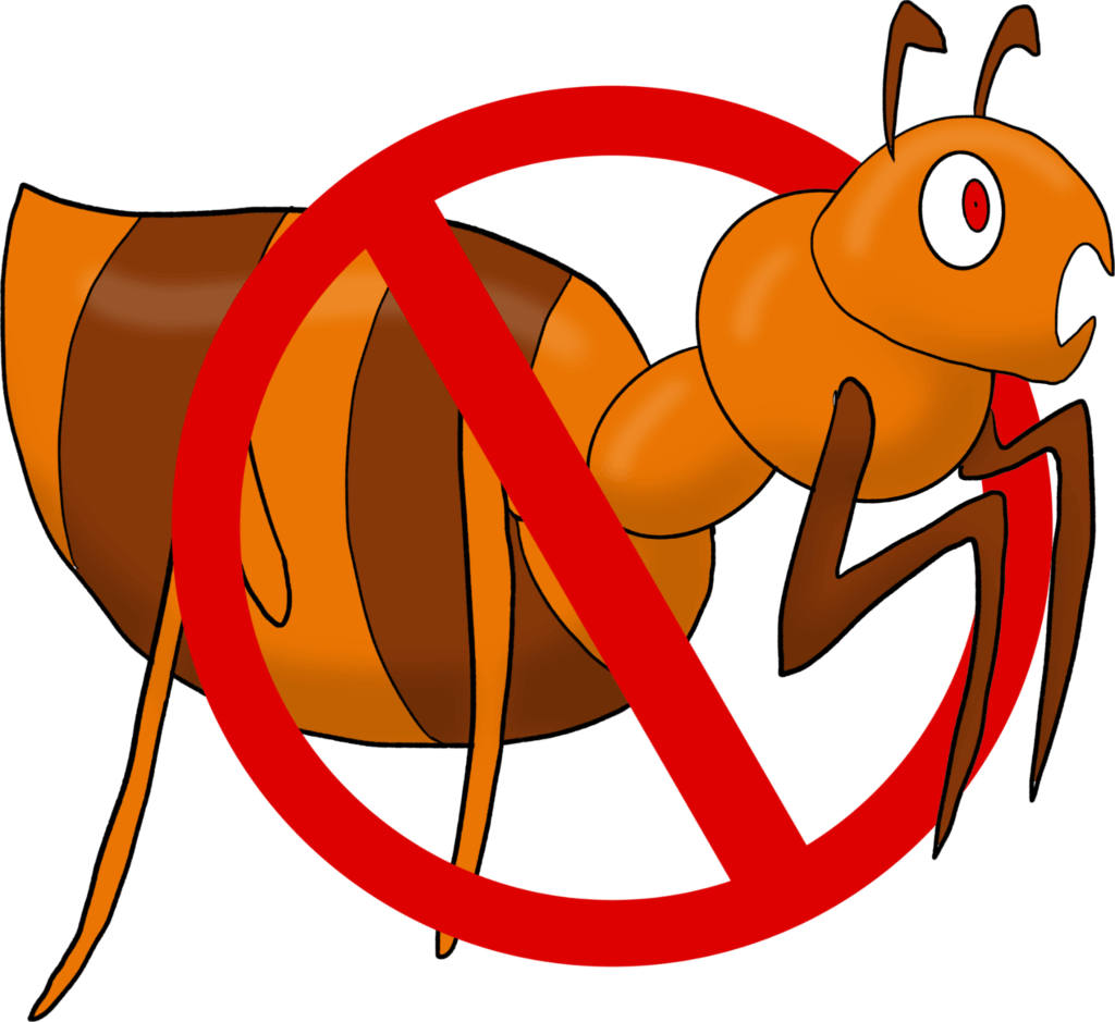 2D cartoon image of ant control service.