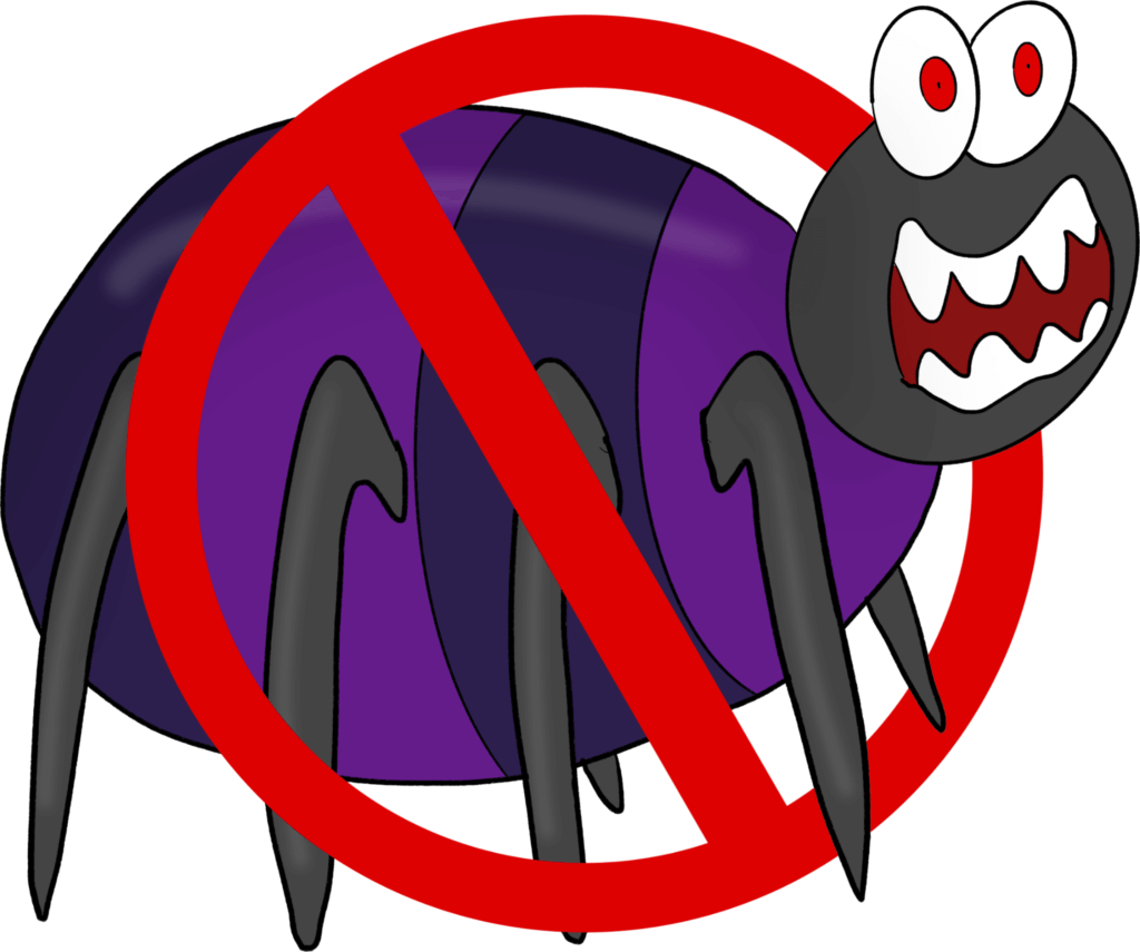 2D cartoon image of spider control service.